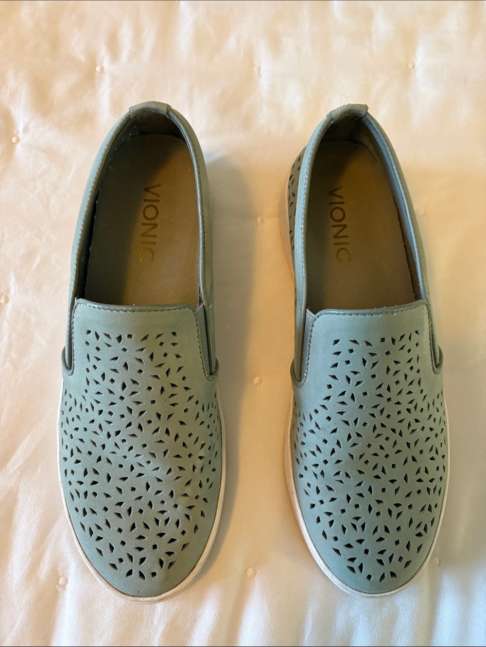 Vionic Slip-On Perforated Loafers in Sage Green - Picture 3 of 7